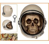 Teschio Im Astronautenhelm Salvadanaio Design Teschio Heavy Metallo 17x17x14cm