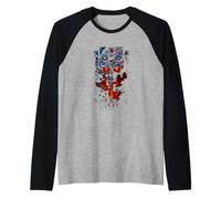 Teschio infernale Steampunk Meccanica fusa del Fuoco Maglia con Maniche Raglan