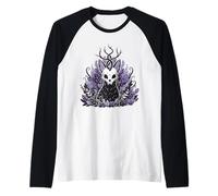 Teschio Jackalope Gotico Estetica Oscura Foresta Mistica Maglia con Maniche Raglan