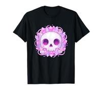 Teschio Kawaii con Cristalli Rosa E Candele Maglietta
