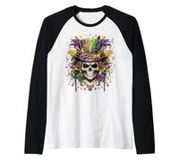 Teschio Mardi Gras Uomini Donne Bambini Carnevale New Orleans Parade Maglia con Maniche Raglan
