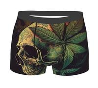 Teschio Mari-Juana Morte Oscura Vintage Uomo Boxer Slip Classico Mutande Aderenti Slip Mutande Elastico Underwear L