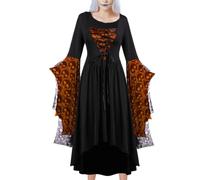 Teschio medievale da donna, maniche a campana, teschio medievale | Costume gotico per cosplay, giochi di ruolo, feste in maschera e casa degli infestati