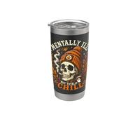 Teschio mentalmente malato ma totalmente freddo Halloween Bicchiere termico in acciaio inox doppia parete