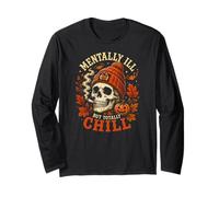 Teschio mentalmente malato ma Totalmente Freddo Halloween Maglia a Manica