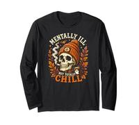 Teschio mentalmente malato ma Totalmente Freddo Halloween Maglia a Manica