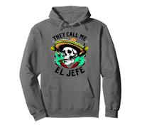 Teschio Messicano Sombrero Call Me El Jefe Cinco de Mayo Felpa con Cappuccio