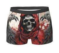 Teschio Mietitore Angelo Astratto Rosso Uomo Mutande Traspiranti Boxer Slip Flessibile Boxer Shorts L