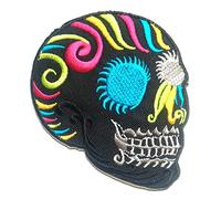 Teschio Moderno Scheletro - Toppe Termoadesive Patch Toppa Ricamate, Misura: 8,2 x 10 cm, Farbvariante:nero