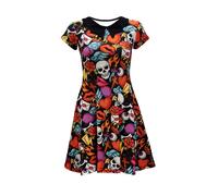 Teschio Ossa Cuore Rosa Croce Labbra Doodles Collare Abito Alternativa Moda Goth