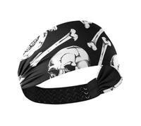 Teschio Ossa Dipinto Nero e Bianco Antiscivolo Fascia Allenamento Elastico Sudato Fasce per Allenamenti Allenamenti Lavaggio Viso Sport Atletici
