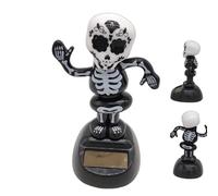 Teschio per cruscotto auto, statuetta a energia solare, statuetta di scheletro di Halloween ad energia solare, figure di Halloween che scuote la testa bobble per dolcetto o