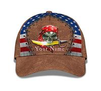 Teschio Pirata con Bandiera Americana Uomo Donna Cappelli da papà Regolabile Cappellini da Sole Protezione Solare Snapback-Cappello per All'Aperto Trucker Caccia