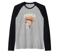 Teschio Pirata con Cappello da Torta Divertente Design Maglia con Maniche Raglan