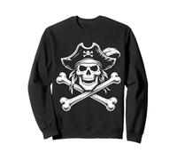 Teschio Pirata e Ossa Incrociate Classic Jolly-Roger Line Art Felpa