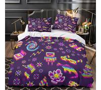 Teschio pirata Set Di Copripiumino Biancheria da letto 3 Pezzi microfibra stampa di 3D con federa con federe per cuscini disegno della fiamma copripiumino for adulti e ragazze Super king（260x220cm）