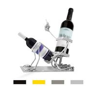 Teschio portabottiglie vino. Divertente decorazione da bar a forma di teschio in metallo, porta bottiglie di vino in stile steampunk per la cucina di casa o come regalo,Argento