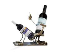 Teschio portabottiglie vino. Divertente decorazione da bar a forma di teschio in metallo, porta bottiglie di vino in stile steampunk per la cucina di casa o come regalo,Metallico