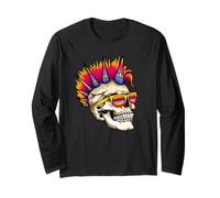 Teschio Punk Rock retrò Anni '80 '90 Rocker Gotico Maglia a Manica