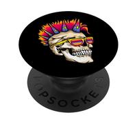 Teschio punk rock retrò anni '80 '90 Rocker gotico PopSockets PopGrip Adesivo