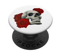 Teschio Rosa Rossa PopSockets PopGrip Adesivo