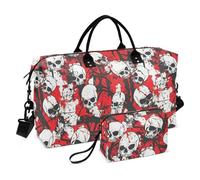 Teschio Rosso Terribile Decorativo Weekender Pernottamento Bag Tote Bag con Cinghia Regolabile per Viaggio Pieghevole bolsos para viajar