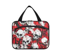 Teschio Rosso Terribile Hanging Makeup Bag con scomparti con gancio, Designer Espandibile Medicine Bag per Accessori da Viaggio per le Donne Hotel bolso de Mano para Hombre, Teschio Rosso Terribile, M
