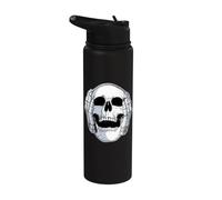 Teschio scheletro che copre le orecchie Hear No Evil Skull Stainless Steel Insulated Water Bottle