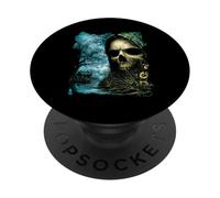 Teschio Scuro Lago Scena Horror Opere D'arte Haunted Forest House PopSockets PopGrip Adesivo