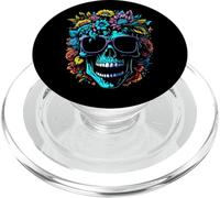 Teschio selvaggio con fiori e occhiali da sole design PopSockets PopGrip per MagSafe