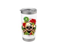 Teschio Serpente & Rose Rosse Gothic Tattoo Art Bicchiere termico in acciaio inox doppia parete