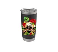 Teschio Serpente & Rose Rosse Gothic Tattoo Art Bicchiere termico in acciaio inox doppia parete