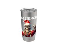 Teschio slitta Babbo Natale rocce Natale uomini donne adolescenti Bicchiere termico in acciaio inox doppia parete