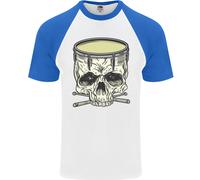 Teschio Snare Batterista Del Tamburo Drumming DA UOMO S/S Baseball T-Shirt