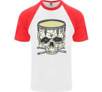 Teschio Snare Batterista Del Tamburo Drumming DA UOMO S/S Baseball T-Shirt