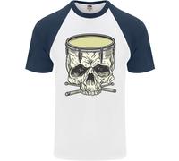Teschio Snare Batterista Del Tamburo Drumming DA UOMO S/S Baseball T-Shirt