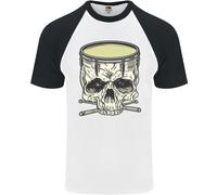 Teschio Snare Batterista Del Tamburo Drumming DA UOMO S/S Baseball T-Shirt