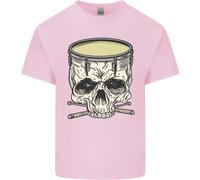 Teschio Snare Drum Batterista Drumming Uomo Cotone T-Shirt