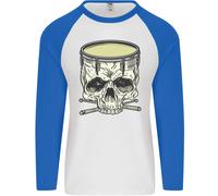 Teschio Snare Drum Batterista Drumming Uomo L/S Baseball T-Shirt