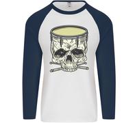 Teschio Snare Drum Batterista Drumming Uomo L/S Baseball T-Shirt