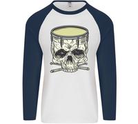 Teschio Snare Drum Batterista Drumming Uomo L/S Baseball T-Shirt