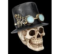 Teschio - Steampunk Gentelman Con Cilindro - Gotico Statua Decorativa 17,5cm