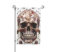 Teschio su sfondo bianco Bandiera da giardino 30,5 x 45,7 cm Primavera Estate Autunno Inverno Bandiere Stagionali Bandiere Bifacciali Festività Banner Outdoor Indoor Yard Bandiera per Decorazioni per