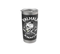 Teschio tatuaggio rune vichinghe Valhalla attende la mitologia norrena Bicchiere termico in acciaio inox doppia parete