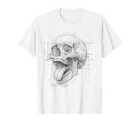 Teschio Tecnico, Moderno Rock Fun Bianco e Nero Maglietta