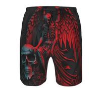 Teschio Tristo Mietitore Scheletro Angelo Dio Rosso Uomo Costume da Bagno Asciugatura Rapida Bagno Shorts con Tasche Costume Mare XL