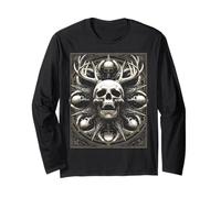 Teschio urlante con Corna Geometria Sacra Gotica Maglia a Manica