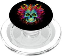 TESCHIO VERDE E BLU CON CAPELLI COLORATI, PIUME. OCCHI GRANDI PopSockets PopGrip per MagSafe