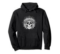 Teschio w Corona di Spine e Rose Halo Gothic Emo Estetica Felpa con Cappuccio