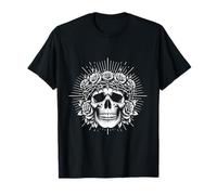 Teschio w Corona di Spine e Rose Halo Gothic Emo Estetica Maglietta